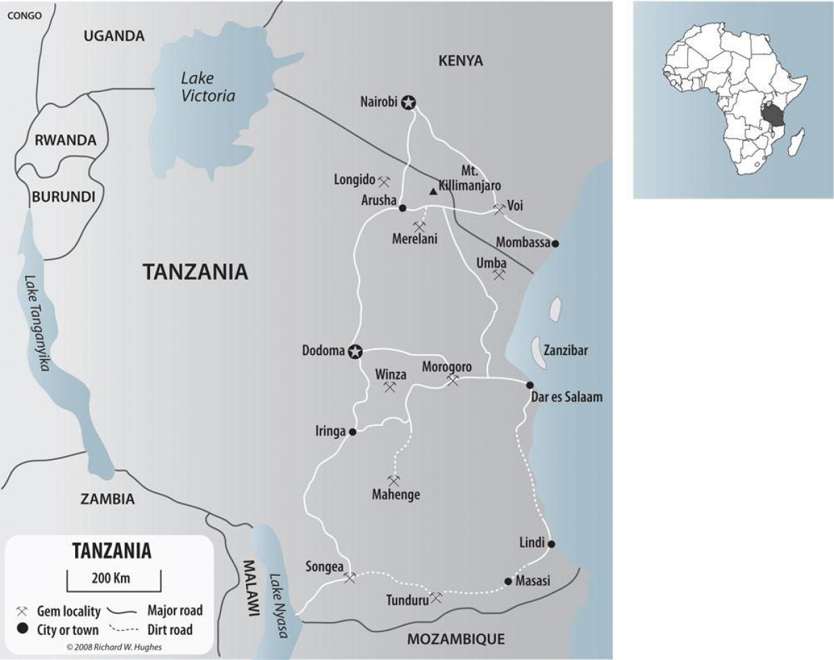 Xəritəsi qızıl mədənlərinin Tanzaniya 