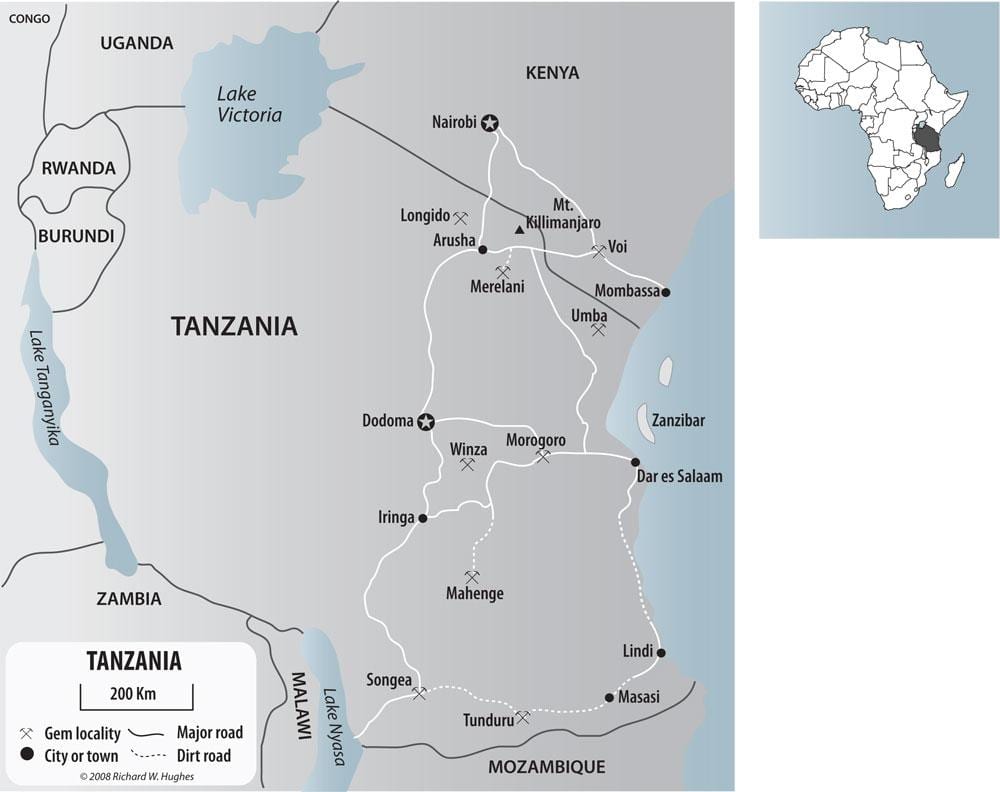 Xəritəsi qızıl mədənlərinin Tanzaniya 