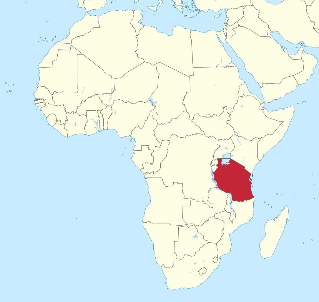 Tanzaniya xəritədə Afrika