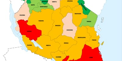 Əhali sıxlığı Tanzaniya xəritədə