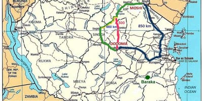 Yol şəbəkəsi, Tanzaniya xəritədə